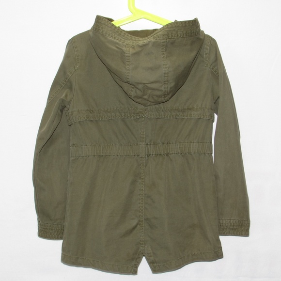 Army Green Full Zip Denim Utility Jacket Girls Size 6/7 - Picture 4 of 4